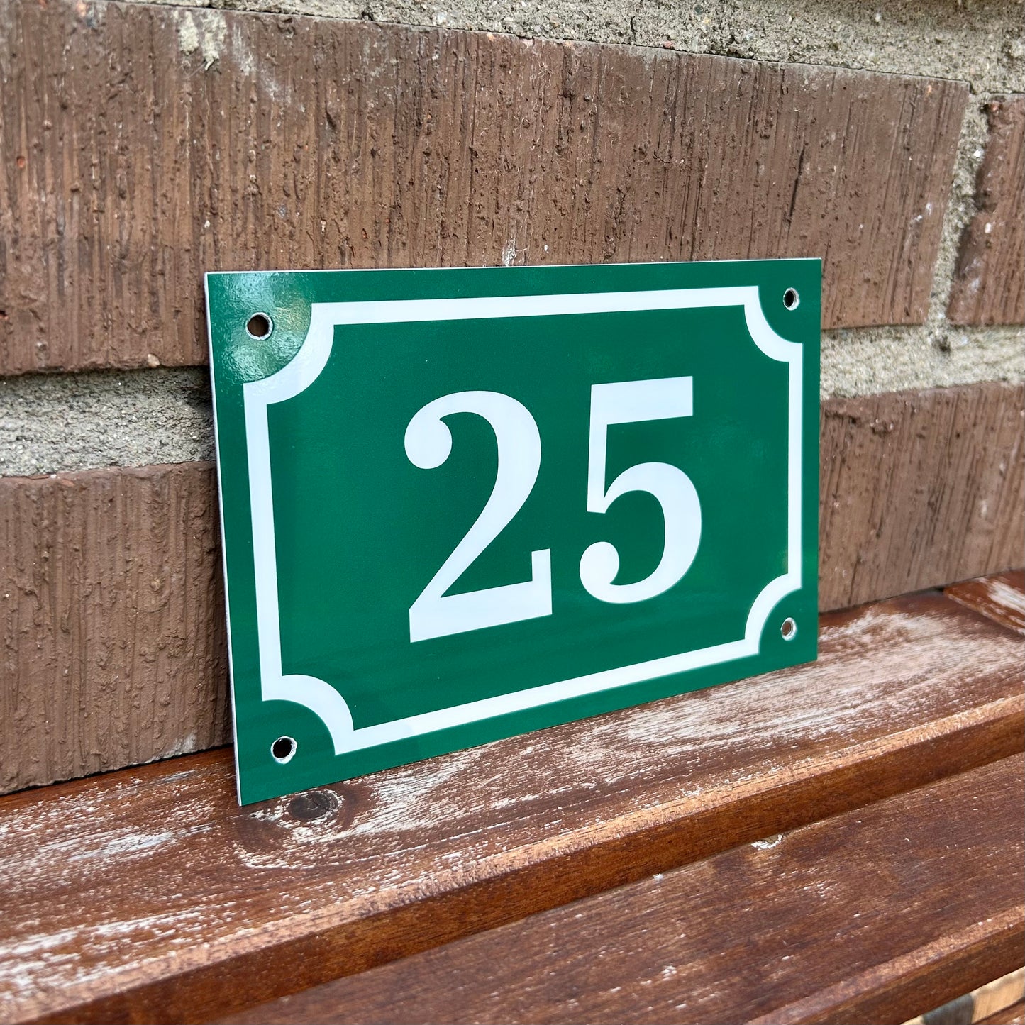 Husnummerskylt - GrönVit - 150x100mm - Gammaldags stil