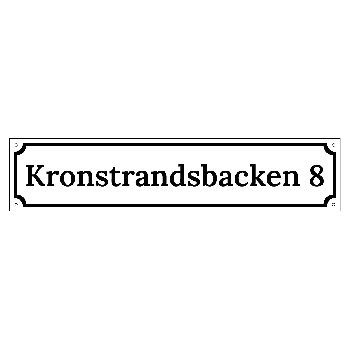 Husskylt - Vit/Svart - 500x110mm - Gammaldags stil