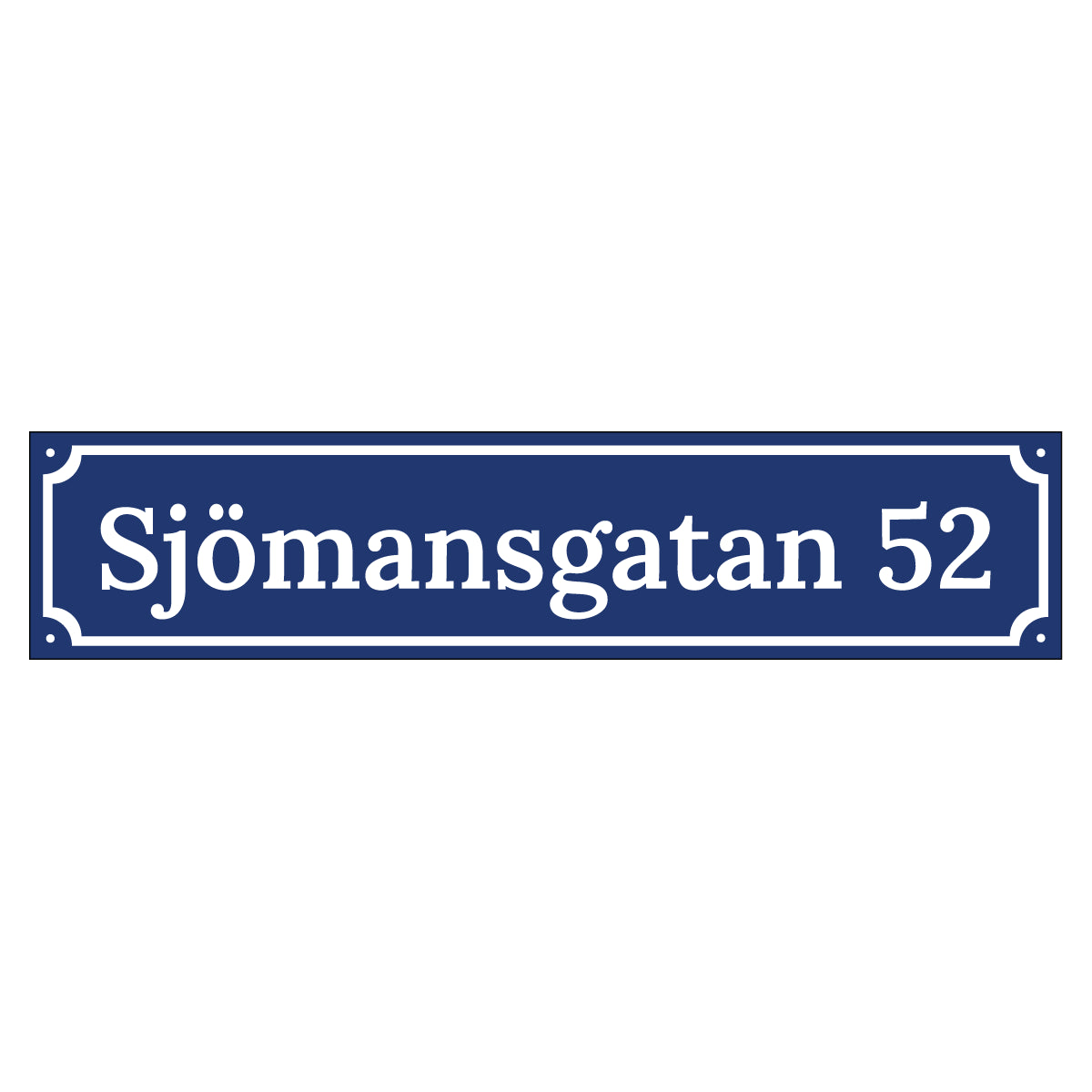Husskylt - Blå/Vit - 500x110mm - Gammaldags stil