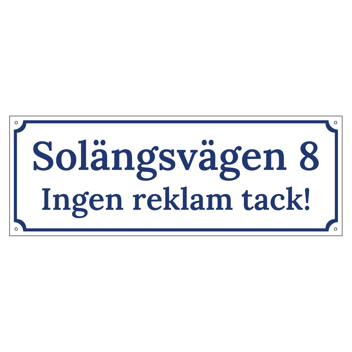 Husskylt - Vit/Blå - 500x180mm - Gammaldags stil