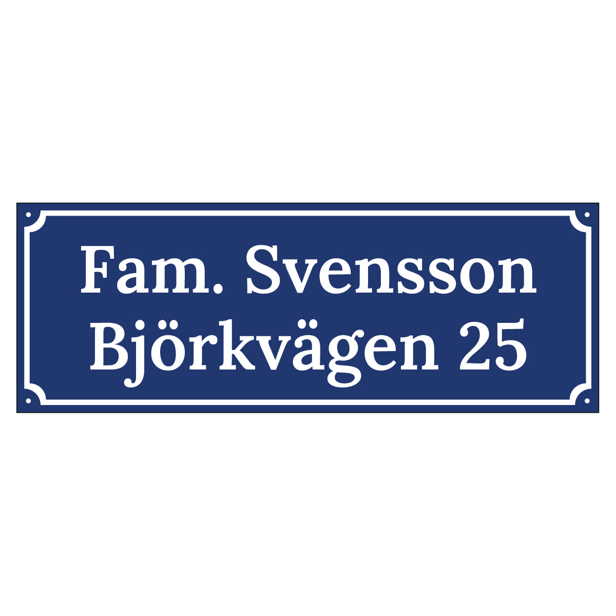 Husskylt - Blå/Vit - 500x180mm - Gammaldags stil