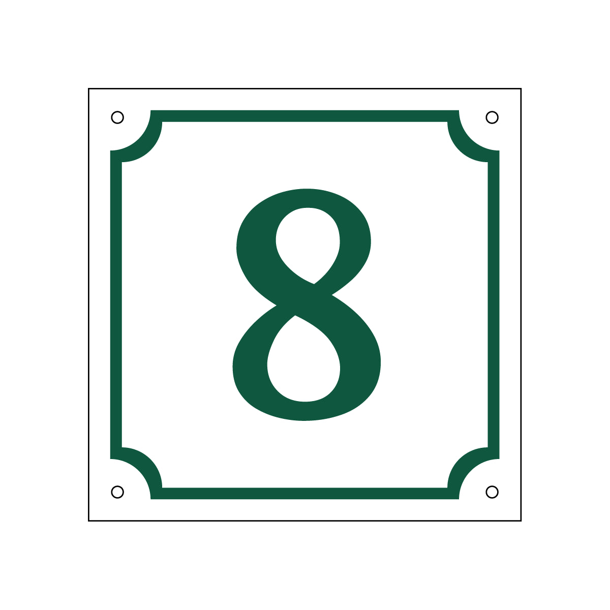 Husnummerskylt - Vit/Grön - 150x150mm - Gammaldags stil