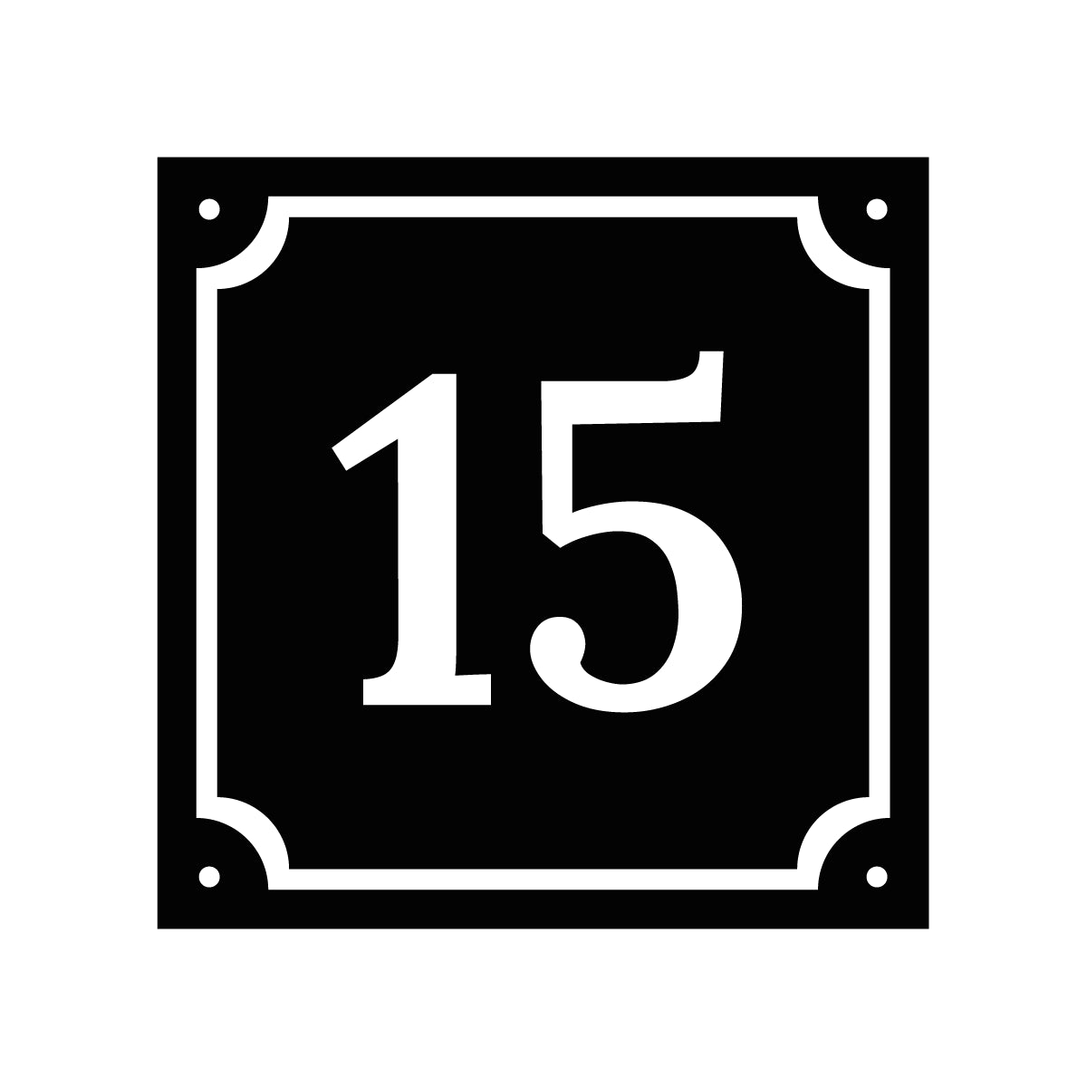 Husnummerskylt - Svart/Vit - 150x150mm - Gammaldags stil