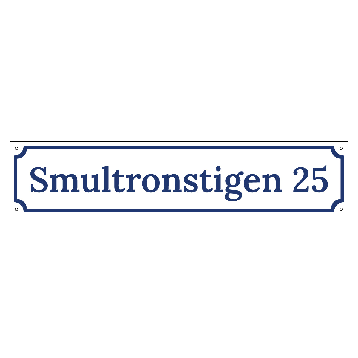 Husskylt - Vit/Blå - 500x110mm - Gammaldags stil