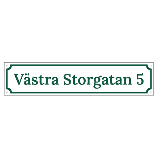 Husskylt - Vit/Grön - 500x110mm - Gammaldags stil