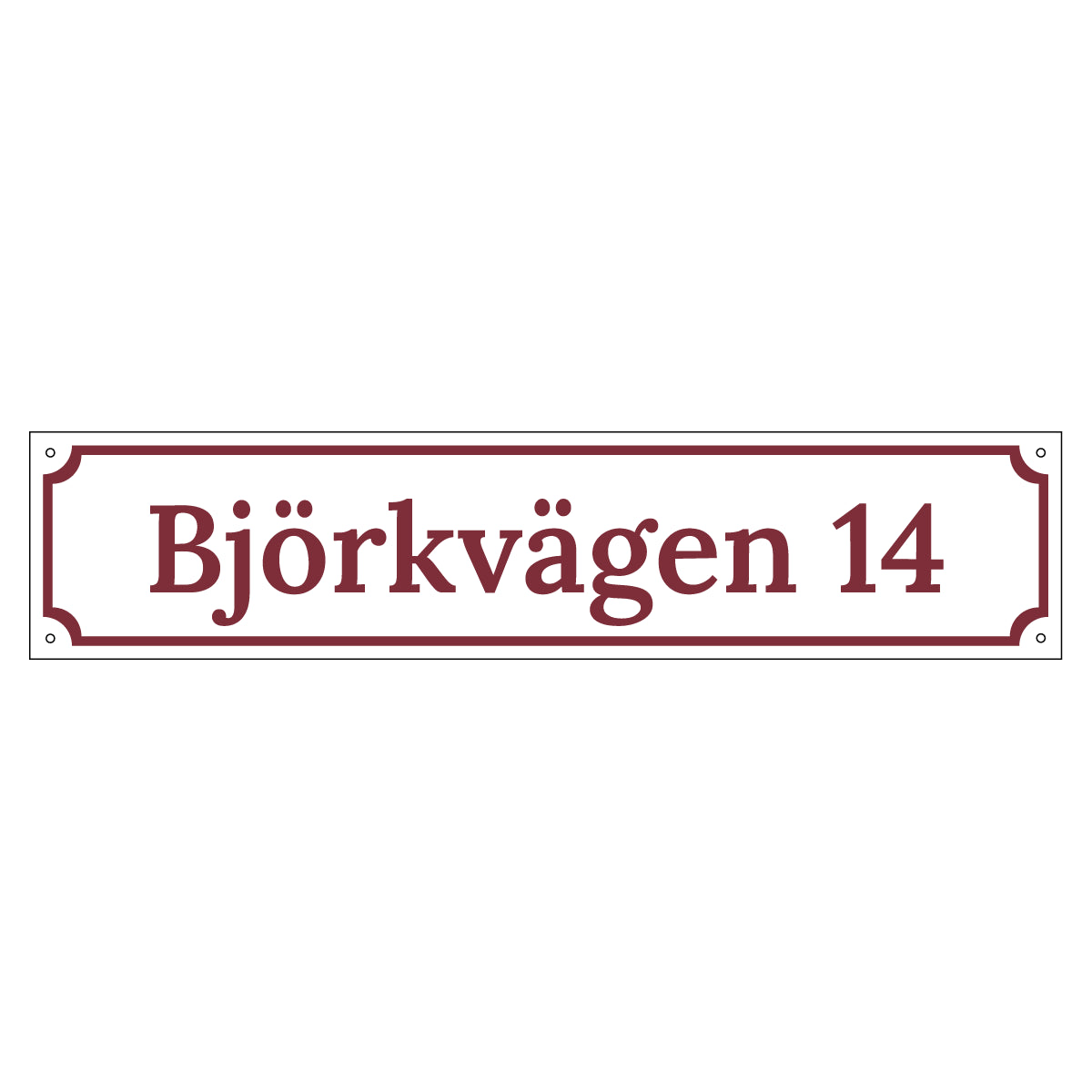 Husskylt - Vit/Vinröd - 500x110mm - Gammaldags stil
