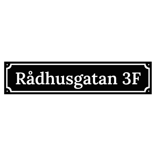 Husskylt - Svart/Vit - 500x110mm - Gammaldags stil