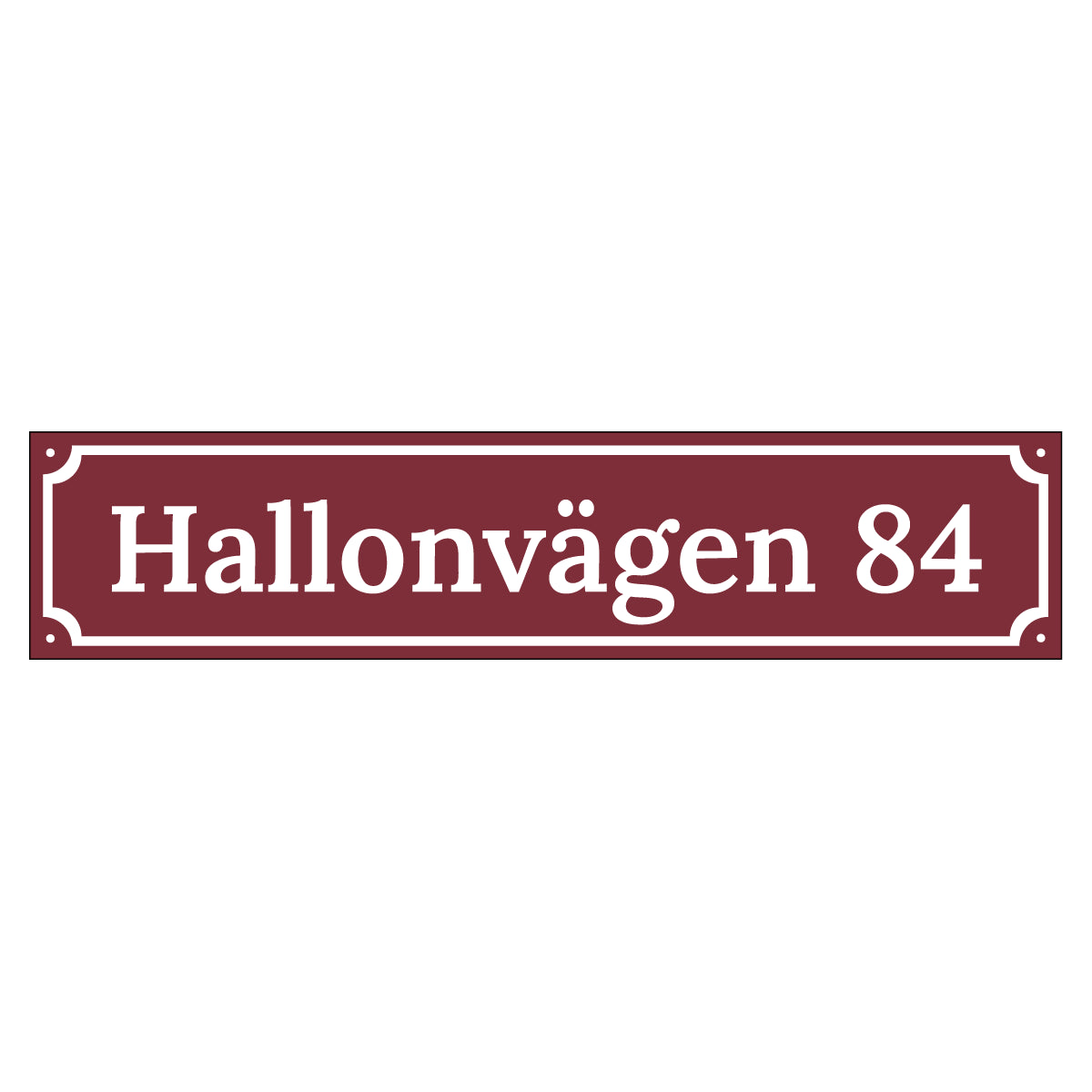 Husskylt - Vinröd/Vit - 500x110mm - Gammaldags stil