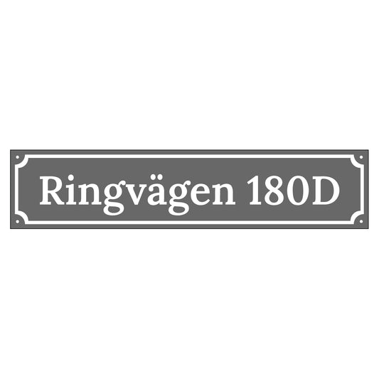 Husskylt - Grå/Vit - 500x110mm - Gammaldags stil