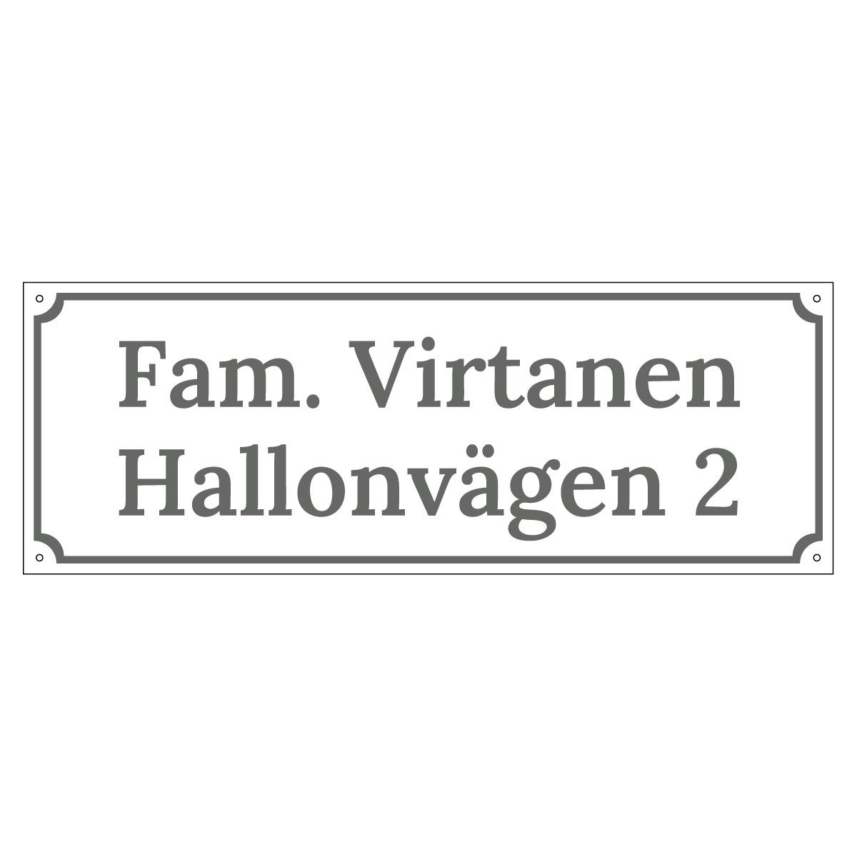 Husskylt - Vit/Grå - 500x180mm - Gammaldags stil