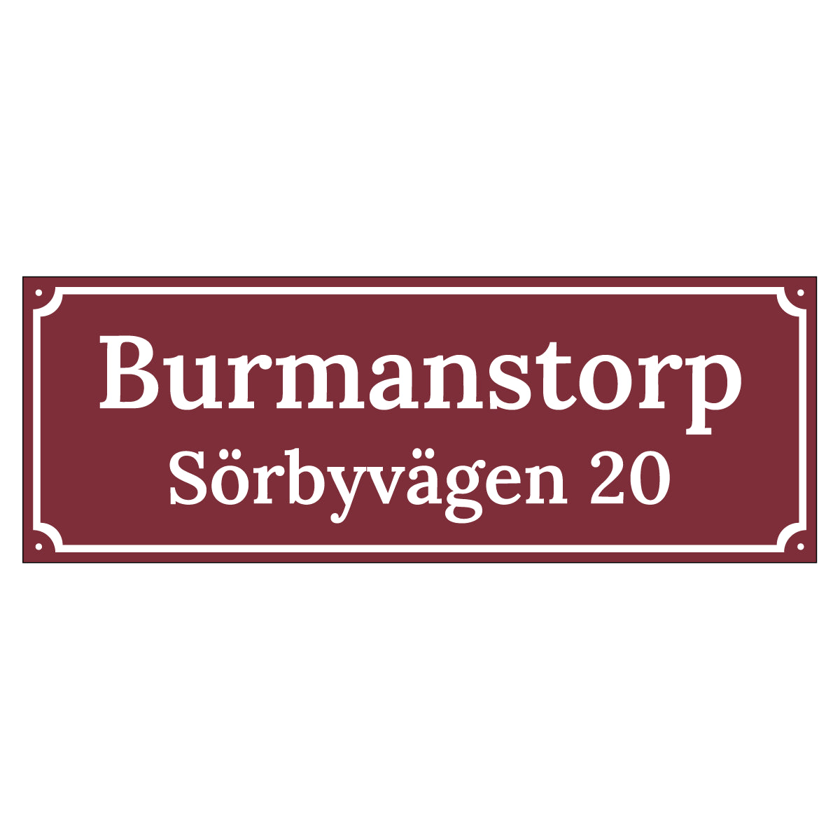Husskylt - Vinröd/Vit - 500x180mm - Gammaldags stil
