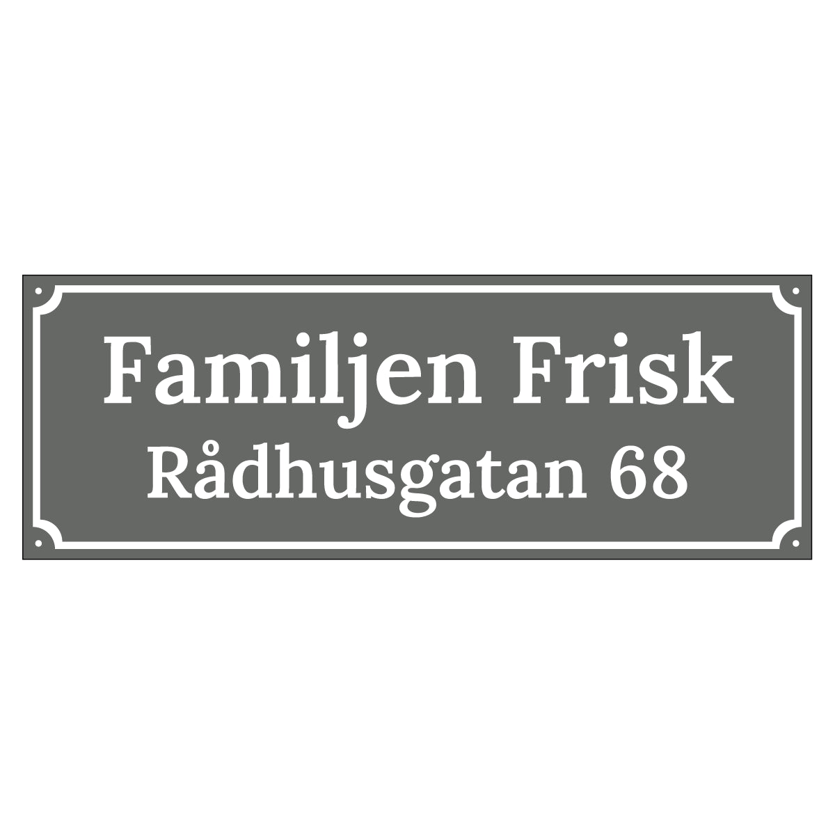 Husskylt - Grå/Vit - 500x180mm - Gammaldags stil