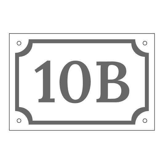 Husnummerskylt - Vit/Grå - 150x100mm - Gammaldags stil