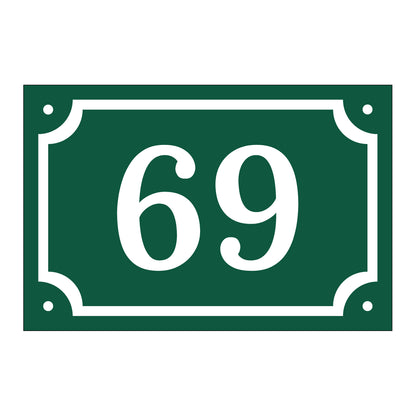 Husnummerskylt - Grön/Vit - 150x100mm - Gammaldags stil