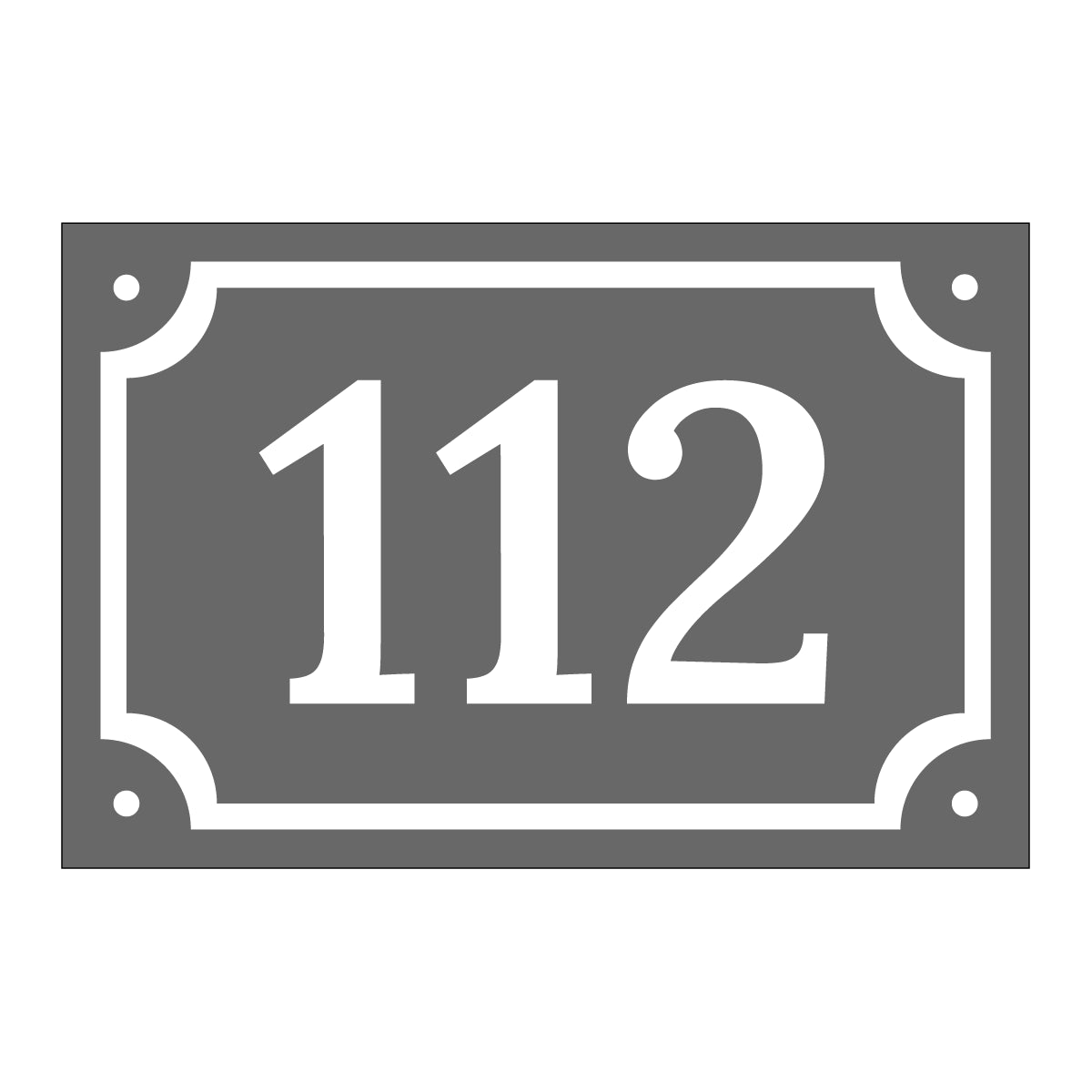 Husnummerskylt - Grå/Vit - 150x100mm - Gammaldags stil